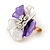 Small Purple Enamel, Crystal Daisy Pin Brooch In Gold Tone - 20mm - view 4