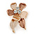Small Bronze/ Magnolia Enamel, Crystal Flower Brooch In Gold Tone - 30mm - view 2