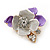 Small Purple Crystal Flower Brooch In Gold Tone - 25mm - view 2