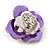 Purple Enamel, Crystal Rose Pin Brooch In Gold Tone - 25mm - view 3