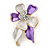 Small Purple/ Pale Lilac Enamel, Crystal Flower Brooch In Gold Tone - 30mm - view 2