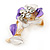 Purple/ Pale Enamel, Crystal Flower Brooch In Gold Tone - 30mm - view 2