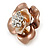 Magnolia/ Bronze Enamel, Crystal Rose Pin Brooch In Gold Tone - 25mm - view 5