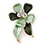 Small Mint/ Dark Green Enamel, Crystal Flower Brooch In Gold Tone - 30mm - view 2