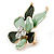 Small Mint/ Dark Green Enamel, Crystal Flower Brooch In Gold Tone - 30mm - view 3