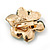 Mint/ Dark Green Crystal Blossom Pin Brooch In Gold Tone Metal - 20mm - view 3