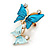 Small Blue Crystal Butterfly Brooch In Gold Tone - 30mm - view 2