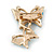 Small Blue Crystal Butterfly Brooch In Gold Tone - 30mm - view 3
