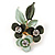 Dark Green/ Mint Triple Flower Crystal Floral Brooch In Gold Tone Metal - 30mm L - view 3