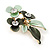 Dark Green/ Mint Triple Flower Crystal Floral Brooch In Gold Tone Metal - 30mm L - view 6