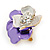 Purple Crystal Blossom Pin Brooch In Gold Tone Metal - 20mm - view 3