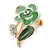 Mint/ Dark Green, Crystal Floral Pin Brooch In Gold Tone - 25mm L - view 2