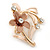 Bronze/ Magnolia Daisy Crystal Floral Brooch - 35mm L - view 3