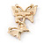 Small Coral/ Pink Crystal Butterfly Brooch In Gold Tone - 30mm - view 4