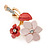 Pink/ Coral Two Daisy Crystal Floral Brooch - 30mm L - view 3