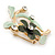 Green Daisy Crystal Floral Brooch - 35mm L - view 3