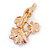 Pink/ Magenta Two Daisy Crystal Floral Brooch - 30mm L - view 3
