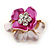 Fuchsia/ Pink Crystal Blossom Pin Brooch In Gold Tone Metal - 20mm - view 2