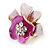 Fuchsia/ Pink Crystal Blossom Pin Brooch In Gold Tone Metal - 20mm - view 3