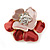 Coral/ Pink Crystal Blossom Pin Brooch In Gold Tone Metal - 20mm - view 2