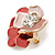Coral/ Pink Crystal Blossom Pin Brooch In Gold Tone Metal - 20mm - view 3