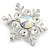 Silver Tone Crystal Snowflake Brooch - 37mm L - view 2