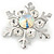 Silver Tone Crystal Snowflake Brooch - 37mm L - view 3