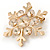 Gold Tone Crystal Snowflake Brooch - 37mm L - view 2