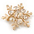 Gold Tone Crystal Snowflake Brooch - 37mm L - view 3