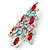 Multicoloured Crystal Christmas Tree Brooch In Rhodium Plating - 65mm L - view 2