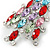 Multicoloured Crystal Christmas Tree Brooch In Rhodium Plating - 65mm L - view 5