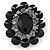 Black Glass Stone, Crystal Oval Corsage Brooch In Gun Metal - 60mm - view 2