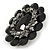 Black Glass Stone, Crystal Oval Corsage Brooch In Gun Metal - 60mm - view 3