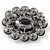 Black Glass Stone, Crystal Oval Corsage Brooch In Gun Metal - 60mm - view 4