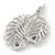Clear Crystal, Amethyst Cz Double Feather Brooch In Rhodium Plating - 60mm L - view 4