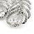 Clear Crystal Cz Double Feather Brooch In Rhodium Plating - 60mm L - view 2