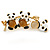 Black/ White Enamel Three Panda Brooch In Gold Plating - 50mm L