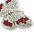 Clear/ Red Austrian Crystal Butterfly Brooch In Rhodium Plating - 48mm L - view 3