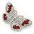 Clear/ Red Austrian Crystal Butterfly Brooch In Rhodium Plating - 48mm L - view 5