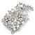 Oversized Bridal White Simulated Pearl & Clear Crystal Floral Brooch In Silver Plating - 90mm L - view 1