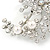 Oversized Bridal White Simulated Pearl & Clear Crystal Floral Brooch In Silver Plating - 90mm L - view 5
