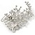 Oversized Bridal White Simulated Pearl & Clear Crystal Floral Brooch In Silver Plating - 90mm L - view 3