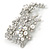 Oversized Bridal White Simulated Pearl & Clear Crystal Floral Brooch In Silver Plating - 90mm L - view 2