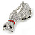 Pave Set Crystal Cat Brooch In Rhodium Plating - 50mm L - view 5