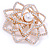 Gold Plated Clear Austrian Crystals 3D Rose Brooch - 55mm - view 3