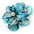Sky Blue Shell Flower Brooch - 70mm Diameter - view 2