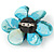 Sky Blue Shell Flower Brooch - 70mm Diameter - view 4