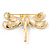 Gold Plated Dragonfly Brooch With Turquoise Stone - 48mm - view 3