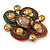 Vintage Inspired Multicoloured Crystal, Glass Oval Corsage Brooch In Bronze Tone - 70mm L - view 3