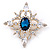 Blue/ Clear Austrian Crystal Diamond Shape Corsage Brooch In Gold Plating - 50mm L - view 7